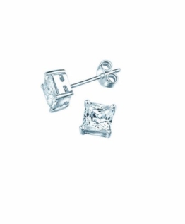 TF klassische Bling-Bling-Ohrstecker in eckig, Sterling Silber 925