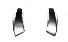 TF laengliche Design-Ohrstecker in matt-gebuerstet, Sterling-Silber 925