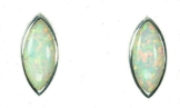 TF schlichte navettefoermige Ohrstecker mit echtem Opal; Sterling Silber