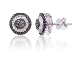 Theia Ohrringe Sterling Silber schwarz und weiß Diamant Gestaltet Kreis geformte Ohrstecker
