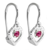 Unbespielt Ohrstecker Brisur Herz mit Glasstein pink 925 Silber 15 x 6 mm inklusive Schmuckbox Ohrschmuck Ohrringe