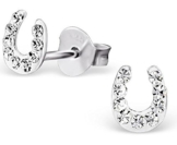 Unbespielt Schmuck Ohrschmuck Ohrringe Silber 925 Ohrstecker Hufeisen für Damen 5 x 6 mm mit Kristallen transparent inklusive Schmuckbox