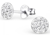 Unbespielt Schmuck Ohrschmuck Ohrringe Silber 925 Ohrstecker rund für Damen 5 mm mit Kristallen transparent inklusive Schmuckbox