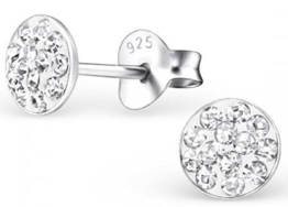 Unbespielt Schmuck Ohrschmuck Ohrringe Silber 925 Ohrstecker rund für Damen 5 mm mit Kristallen transparent inklusive Schmuckbox