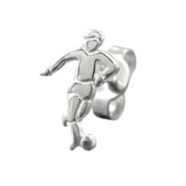 Unbespielt Single Ohrstecker Fußballspieler glänzend Unisex 925 Silber 11,5 x 7 mm inklusive Schmuckbox Ohrschmuck Ohrringe
