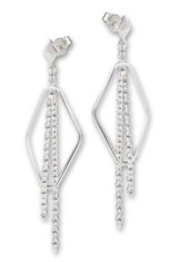 VASCAYA Damen Ohrstecker als Hänger Ohrring Rhombusform Silber 925 mit Kettchen