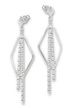 VASCAYA Damen Ohrstecker als Hänger Ohrring Rhombusform Silber 925 mit Kettchen