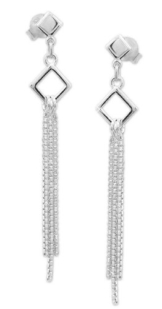 VASCAYA Damen Ohrstecker als Hänger Viereck Silber 925 mit Kettchen Geschenk