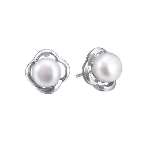 VIKI LYNN 100% Sterlingsilber 925 Ohrringe Ohrstecker mit echt 8,5-9 mm Süßwasser Perlen
