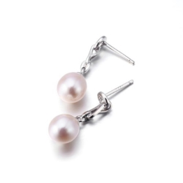 VIKI LYNN Sterlingsilber 925 Ohrringe mit echt 8,5-9 mm Süßwasser Perlen und Zirkonia