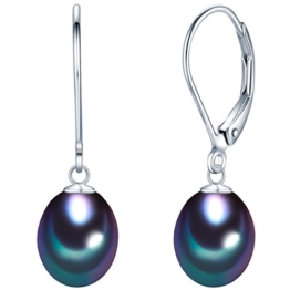 Valero Pearls Classic Collection Damen-Ohrhänger Hochwertige Süßwasser-Zuchtperlen in ca.  9 mm Tropfenform blau 925 Sterling Silber       60201693