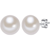 Valero Pearls Classic Collection Damen-Ohrstecker Hochwertige Süßwasser-Zuchtperlen in ca.  10 mm Button weiß 925 Sterling Silber       181181
