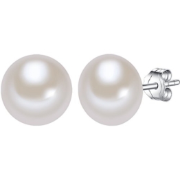 Valero Pearls Classic Collection Damen-Ohrstecker Hochwertige Süßwasser-Zuchtperlen in ca.  10 mm Button weiß 925 Sterling Silber       181181