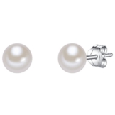 Valero Pearls Classic Collection Damen-Ohrstecker Hochwertige Süßwasser-Zuchtperlen in ca.  6 mm Button weiß 925 Sterling Silber       181130