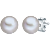 Valero Pearls Classic Collection Damen-Ohrstecker Hochwertige Süßwasser-Zuchtperlen in ca.  7 mm Button hellgrau 925 Sterling Silber       178840