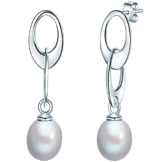 Valero Pearls Classic Collection Damen-Ohrstecker Hochwertige Süßwasser-Zuchtperlen in ca.  7 mm Tropfenform grau 925 Sterling Silber       60201246