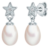 Valero Pearls Diamond Collection Damen-Ohrstecker Hochwertige Süßwasser-Zuchtperlen in ca.  6-7 mmOval weiß 925 Sterling Silber   Diamant    60840035