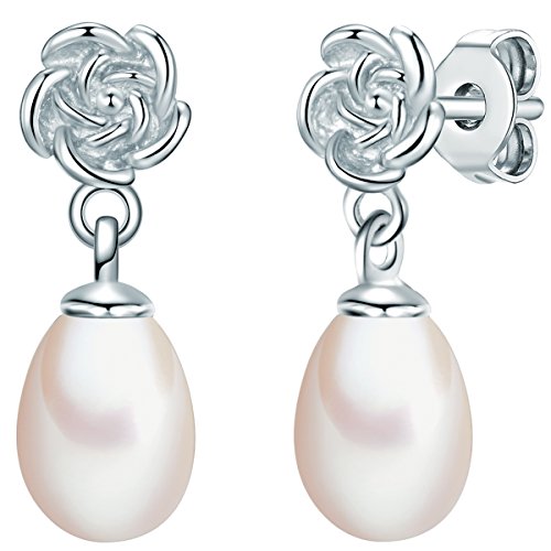 Valero Pearls Silver Collection Damen-Ohrstecker Hochwertige Süßwasser-Zuchtperlen in ca.  5-6 mmOval weiß 925 Sterling Silber       60840033