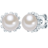 Valero Pearls Silver Collection Damen-Ohrstecker Hochwertige Süßwasser-Zuchtperlen in ca.  6-7 mmButton weiß 925 Sterling Silber       60840027