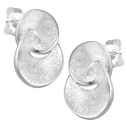 Vinani Damen-Ohrstecker 2 verschlungene Kreise gebürstet Sterling Silber 925 Ohrringe OVDB
