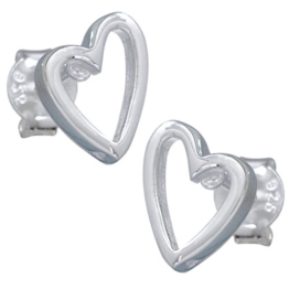 Vinani Damen-Ohrstecker Design Herz glänzend Sterling Silber 925 Ohrringe ODH