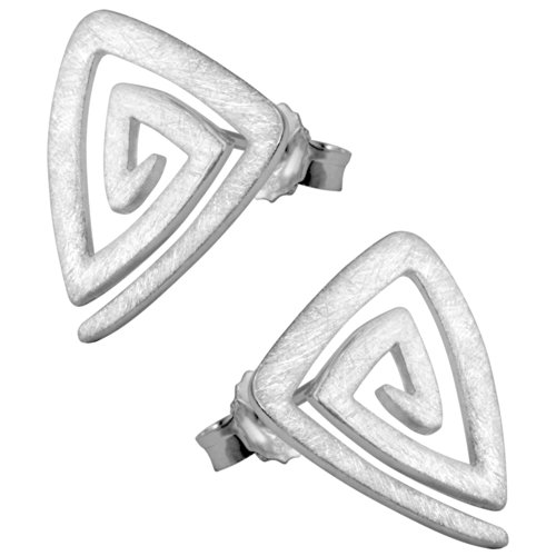 Vinani Damen-Ohrstecker Dreieck Spirale gebürstet Sterling Silber 925 Ohrringe ODRS