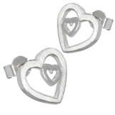 Vinani Damen-Ohrstecker Herz in Herz Sterling Silber 925 Ohrringe OHH