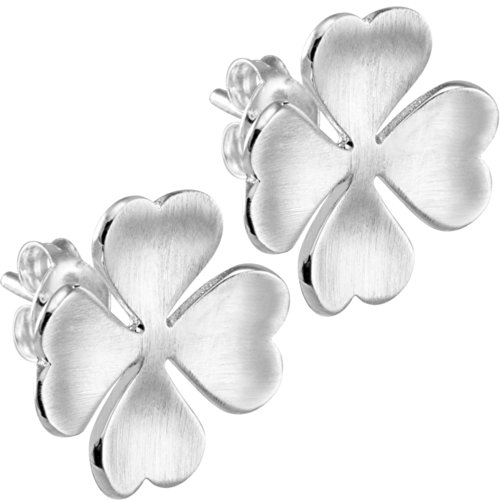 Vinani Damen-Ohrstecker Kleeblatt mattiert Sterling Silber 925 Ohrringe Blume OKL