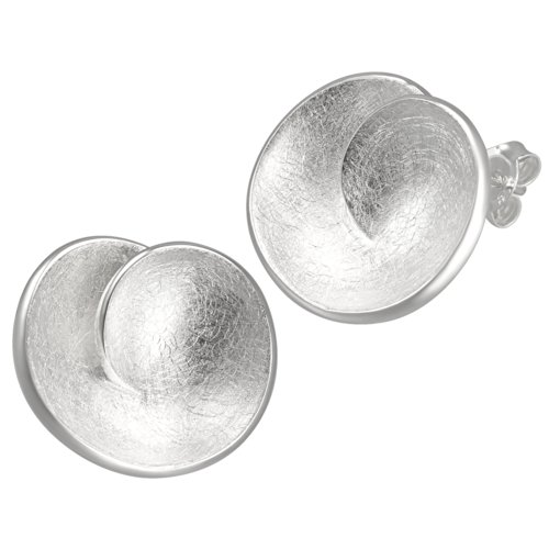 Vinani Damen-Ohrstecker Kreis Design gebürstet glänzend Sterling Silber 925 Ohrringe OBBG