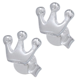 Vinani Damen-Ohrstecker Krone matt glänzend Sterling Silber 925 Ohrringe König OKR