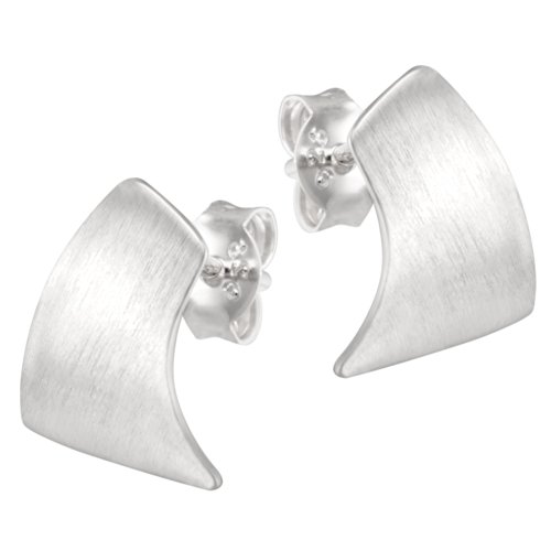 Vinani Damen-Ohrstecker Rechteck geschwungen matt Sterling Silber 925 Ohrringe OACM