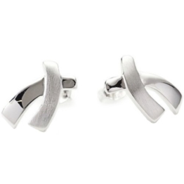 Vinani Damen-Ohrstecker gekreuzt matt glänzend Sterling Silber 925 OMG