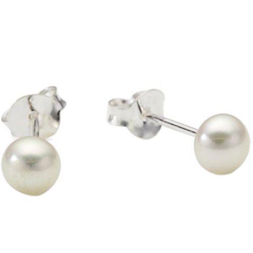 Vinani Damen-Ohrstecker kleine Perle weiß Sterling Silber 925 Ohrringe OPX