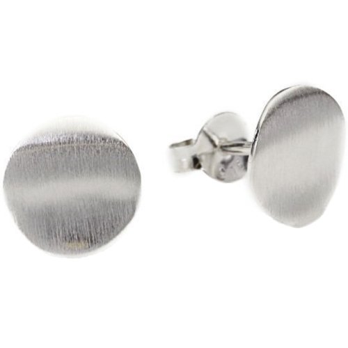 Vinani Damen-Ohrstecker kleiner Kreis matt gewellt Sterling Silber 925 Ohrringe OKMG