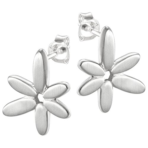 Vinani Ohrstecker Blume mattiert schlicht Sterling Silber 925 Blüte Ohrringe OCA