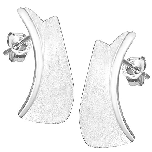 Vinani Ohrstecker Rechteck Design gebogen gebürstet glänzend Sterling Silber 925 Ohrringe OUA