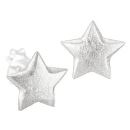 Vinani Ohrstecker Stern klein gebürstet Sterling Silber 925 Ohrringe OIZ
