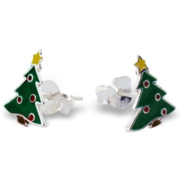 Weihnachten Geschenk Strumpffüller – Kleine Paar Sterling Silber Weihnachtsbaum Ohrstecker