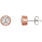XENOX Ohrringe XS7156R Damen Ohrstecker Silver Circle rosé Sterling-Silber 925 Rose weiß Zirkonia