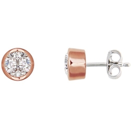 XENOX Ohrringe XS7156R Damen Ohrstecker Silver Circle rosé Sterling-Silber 925 Rose weiß Zirkonia