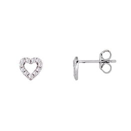 Xenox Damen Ohrstecker Herz in Silber mit weißem Zirkonia Steinen