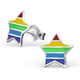 Zierelefanten, Klein, Regenbogenfarben Sterling Silber Ohrstecker