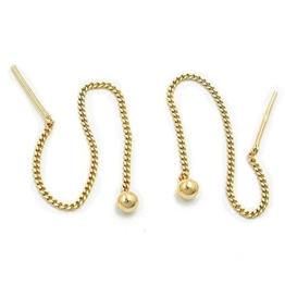ASS 333 Gold Damen Ohrringe Ohrhänger Ohrstecker Durchzieher Panzer Kette mit Kugel 3mm -