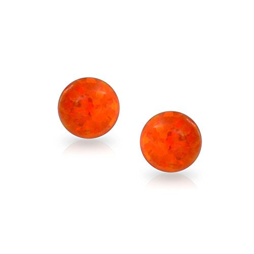 Bling Jewelry Bead-Anhänger Sterling-Silber 925 Orange Synthetischen Mexican Feueropal Ohrstecker Kugel 8 mm -