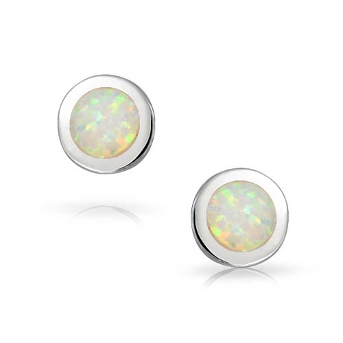 Bling Jewelry Herren Unisex Opal. Oktober GeburtssteinOhrsteckerterling-Silber -