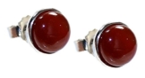 budawi® – Karneol Ohrstecker Ø 8 mm Cabochon-Form, Ohrringe, 925 Silber, Edelstein Ohrringe, Carneol