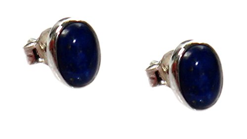 budawi® – Lapis lazuli Ohrstecker oval, 925er Sterling Silber, Edelstein Ohrringe Lapislazuli