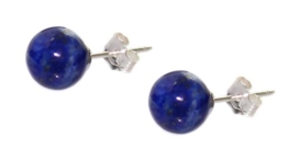 budawi® – Lapis lazuli Ohrstecker Ø 8 mm, 925er Sterling Silber, Edelstein Ohrringe Lapislazuli