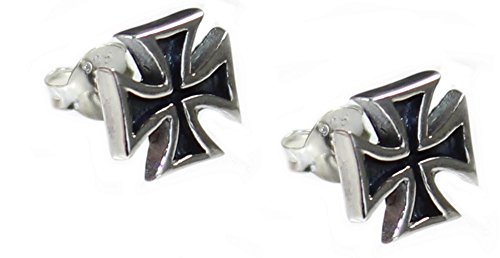 budawi® – Ohrstecker „Eisernem Kreuz“ 8 x 8 mm 925er Sterling Silber, Kreuz Ohrringe