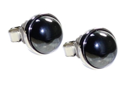 budawi® – Ohrstecker Hämatit Ø 6 mm Cabochon-Form, Ohrringe, 925 Silber, Edelstein Ohrringe
